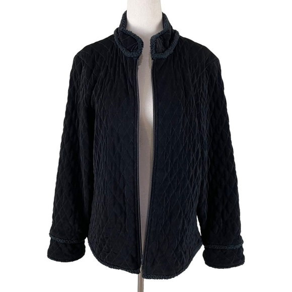 Chicos Travelers Black Quilted Zip Jacket - Picture 2 of 11